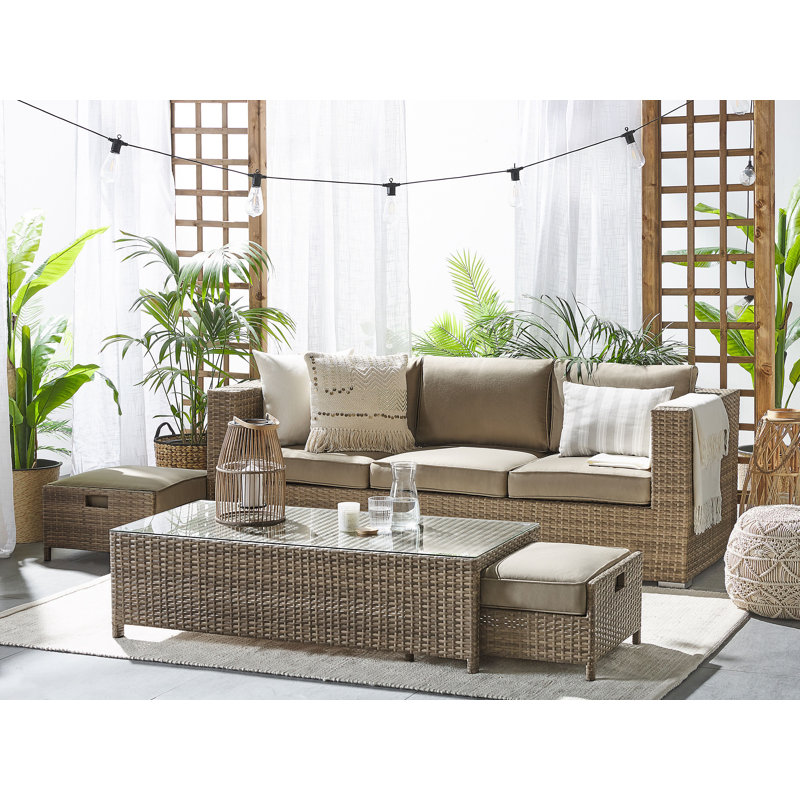Canandaigua 3 Seater Rattan Sofa Set, Brown 