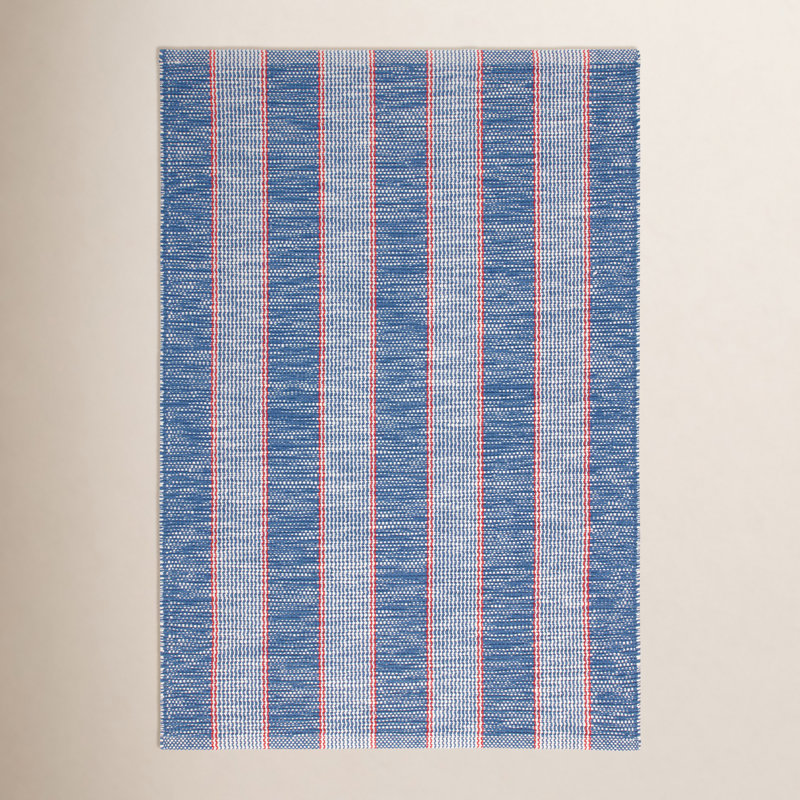 Hillsgrove Stripe Denim Handwoven Cotton Rug, Rectangle 2' x 3'