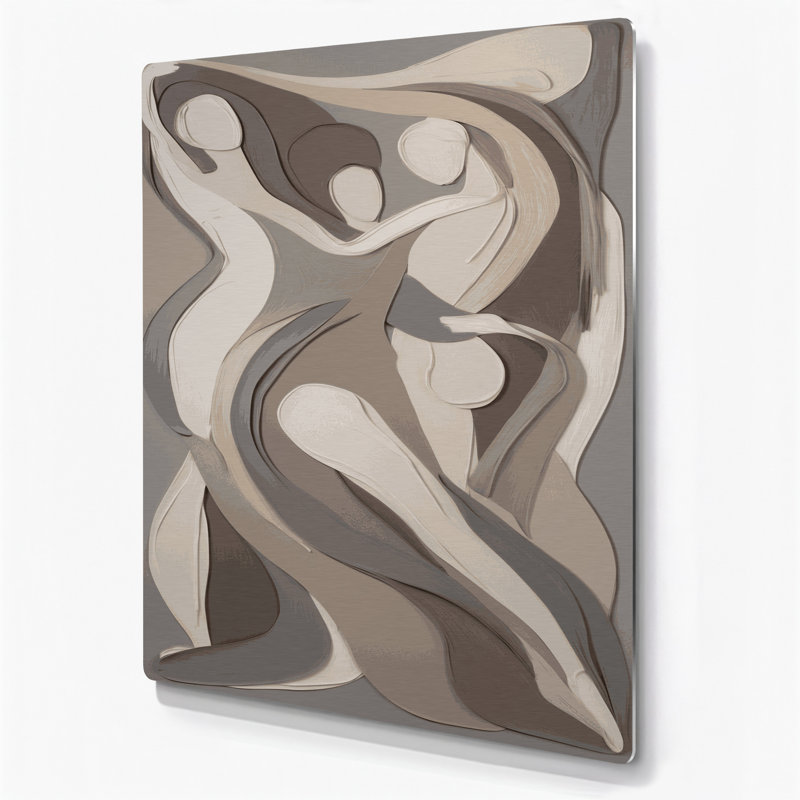 Abstrait art mural gris figuratif 26, H 11 po x l 14 po
