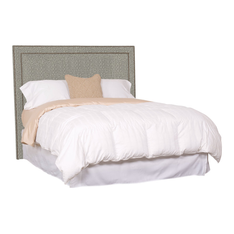 Hillary/Hank Queen Nailhead Upholstered Panel Headboard, Tuck Graphite, Yes