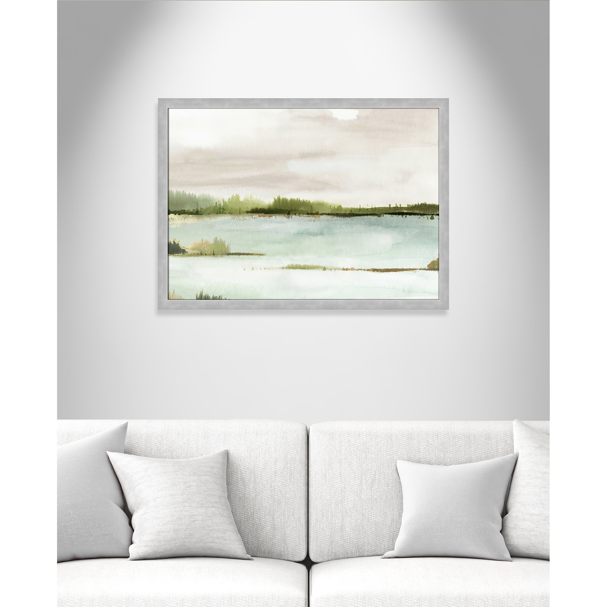Silent Lake, Matte Silver Framed, 26.5" H x 36.5" W x 1.12" D