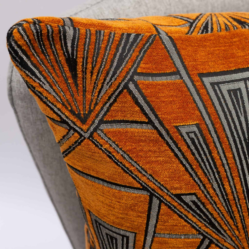 Art Deco Geometric Cushion in Burnt Orange, 43x43cm, Feather filled