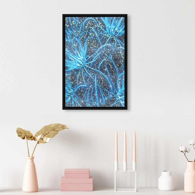 Neon garden Canvas Abstract Print by Oliver Gal, Black Frame, 10 x 15, 16"H x 11"W, Black Floater Frame