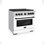 ZLINE Cuisinière à gaz 6 brûleurs 36 po avec four à gaz en acier inoxydable avec porte blanc mat et détails ZLINE