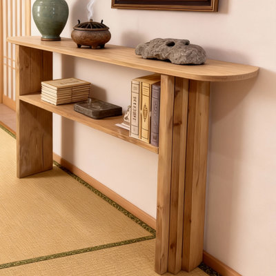Table d'entrée Mid-Century en bois massif