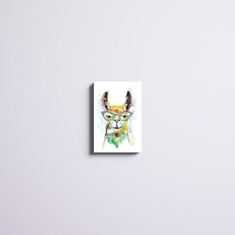 «Smarty-Pants Llama», peinture sur toile, H 18 po x l 12 po