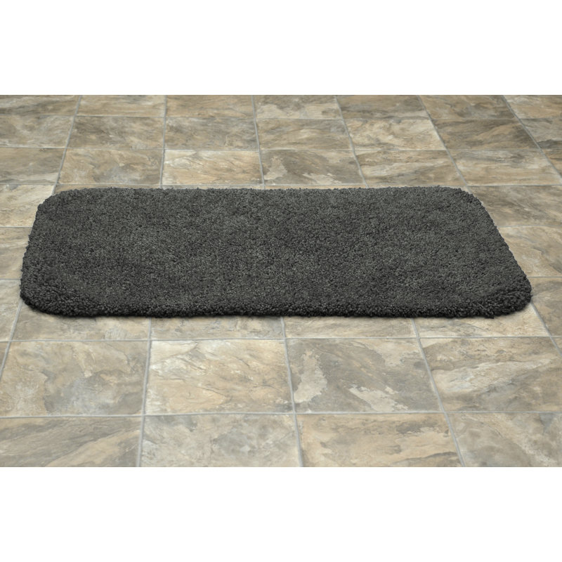 Treye Nylon Bath Rug with Non-Slip Backing, Dark Gray, Rectangle 24" x 40"