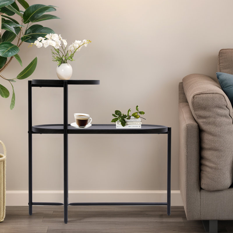 Petite table basse moderne à 2 niveaux, Noir