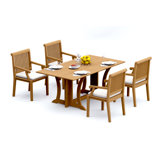 7 Pcs Grade-A Teak Wood Dining Set: Warwick Console Folding Rectangle Table And 6 Sack Arm Chairs #11SK1506