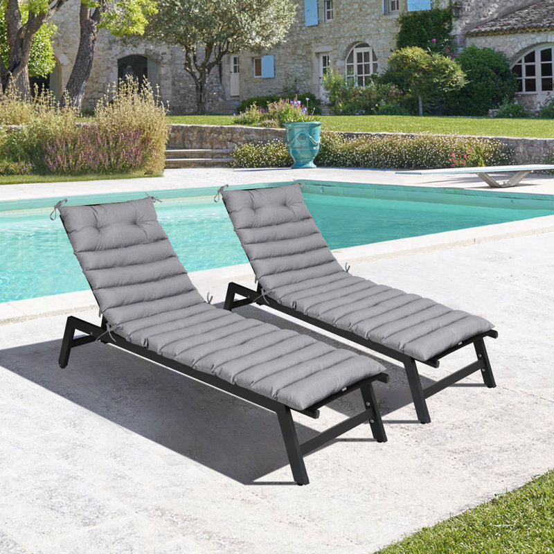 2 coussins de chaise longue d'extérieur, Bleu marine/bleu