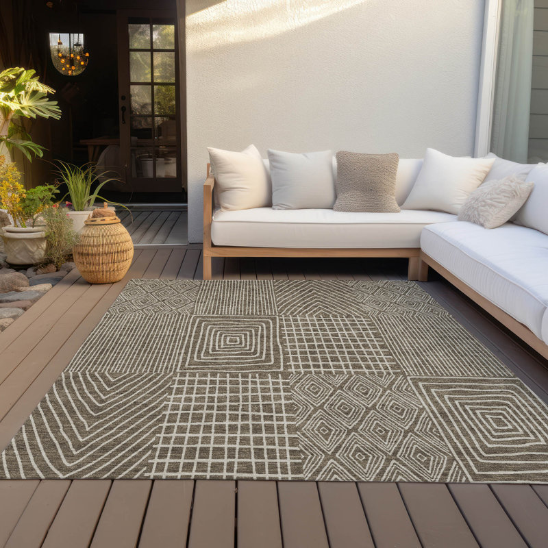 Tapis intérieur / extérieur brun Owen , 9 pi x 12 pi