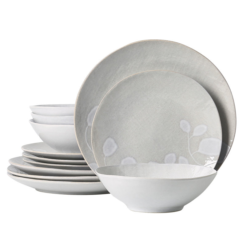 Brainard 12 Piece Stoneware Dinnerware Set, Service For 4