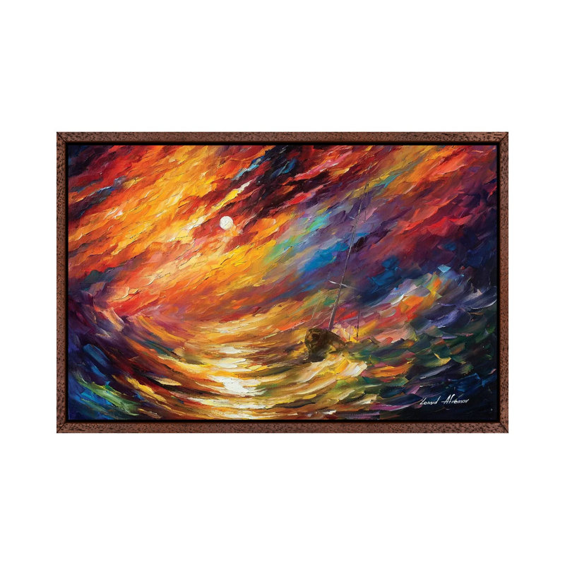 Storm That Never Ends by Leonid Afremov - Painting on Canvas, 101.6 cm H x 66.04 cm W, Classic Brown Wood Framed Canvas