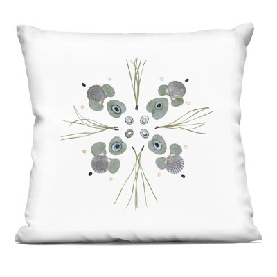 Seashell & Leaf Symmetry Decorative Printed Throw Pillow, design by Beth Adoette
