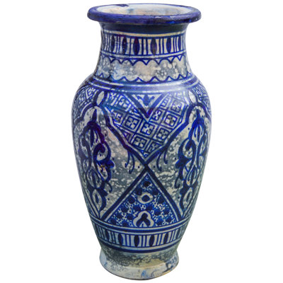 Blue/White 9" Indoor / Outdoor Ceramic Table Vase