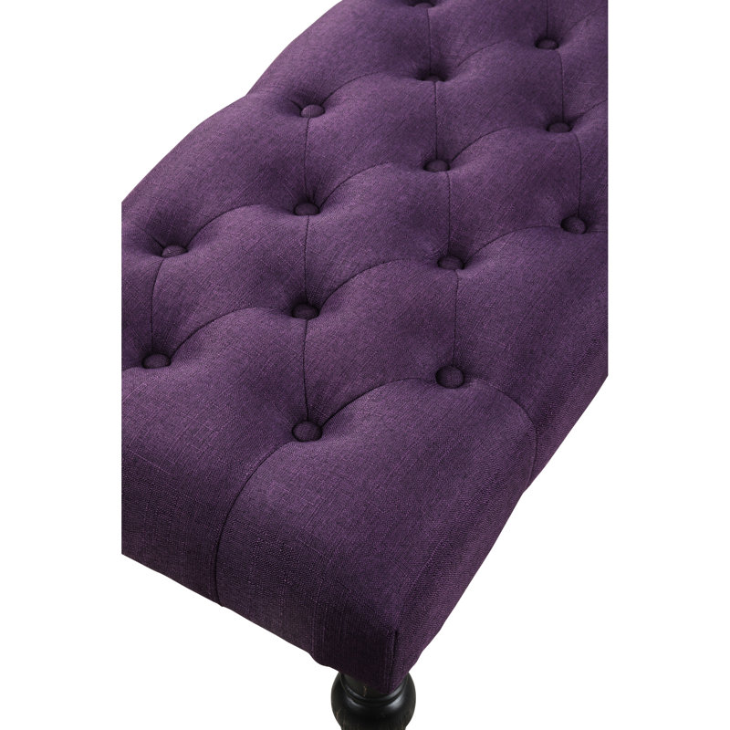 Purple Dining Bench With Fabric Covering - Solid Wood Frame & Blackened Finish 48"W X 16"D 19.5"H In Shade Turned Legs Black 48 16 19.5 Inches