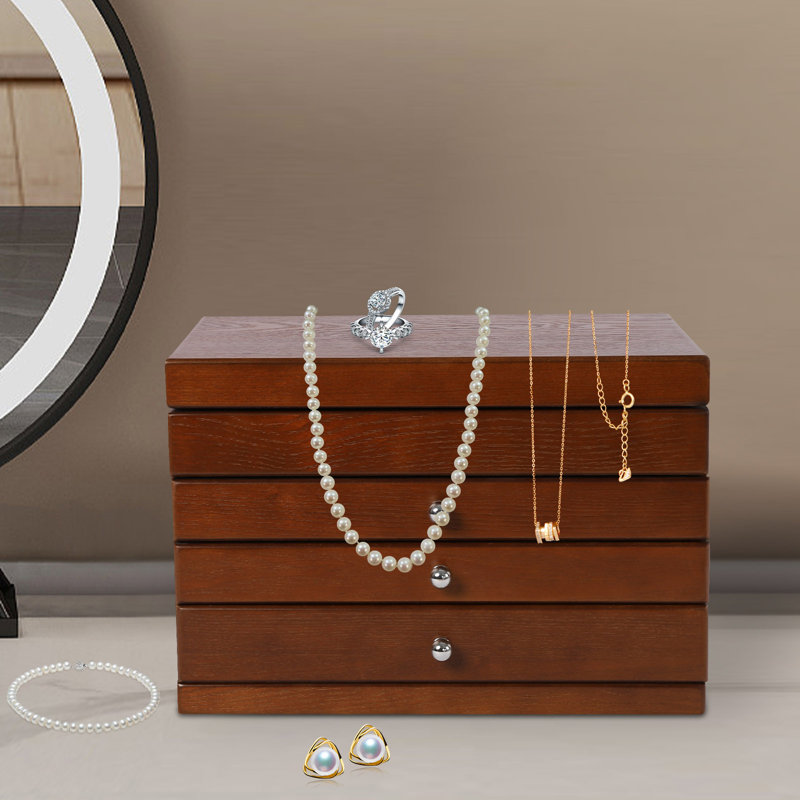 Grande boîte à bijoux en bois à 4 niveaux