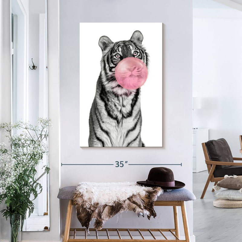 Impression sur toile Tiger Bubble Gum, H 36 po x l 24 po x P 1,25 po