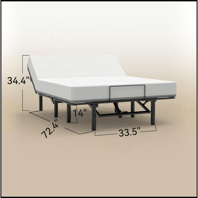 Adjustable Bed Base Frame Head And Foot Incline Quiet Motor Queen Size Zero Gravity, Dual USB A+C Ports, Remote Control With ZG And Memory Keys