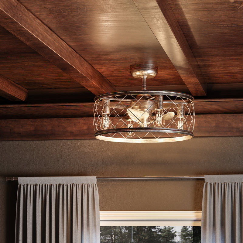 Jonas 12'' Ceiling Fan with Light Kit, Century Silver Leaf