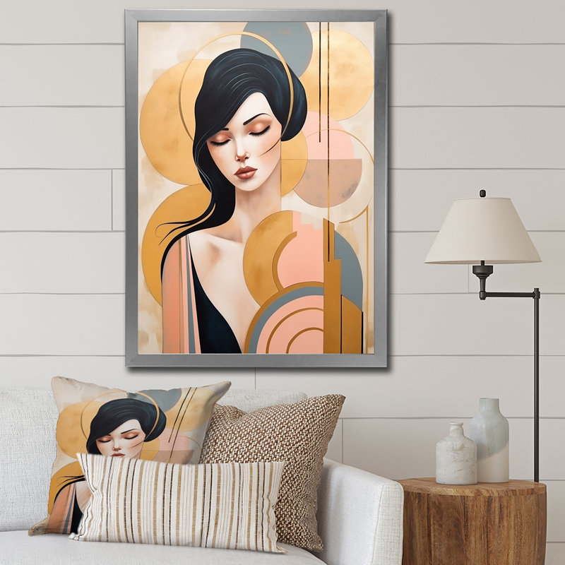 «Art Nouveau Elegant Woman», impression graphique, H 20 po x l 12 po x P 1 po, Cadre simple argenté