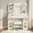 43" RGB LED Vanity Desk With Illuminated Mirror, Glass Top & 5 Drawers - Includes Stool