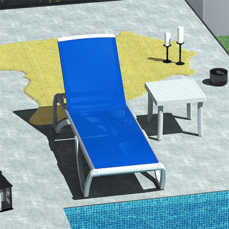Chaise longue inclinable 77 po, Bleu