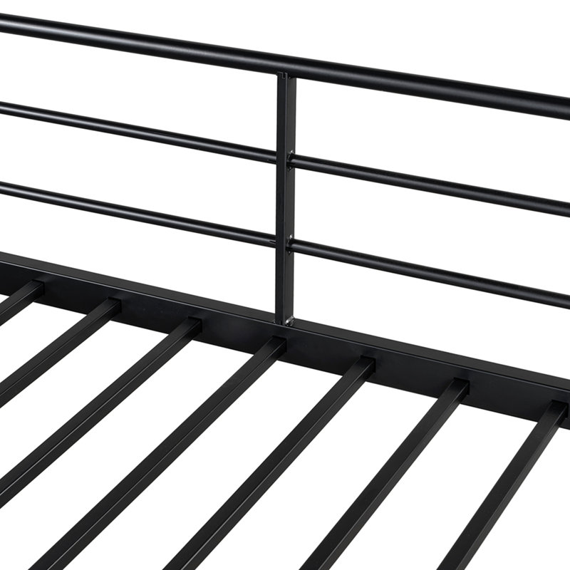 Twin Size Metal Loft Bed with Upper Grid Storage Shelf and Lateral Storage Ladder, Black