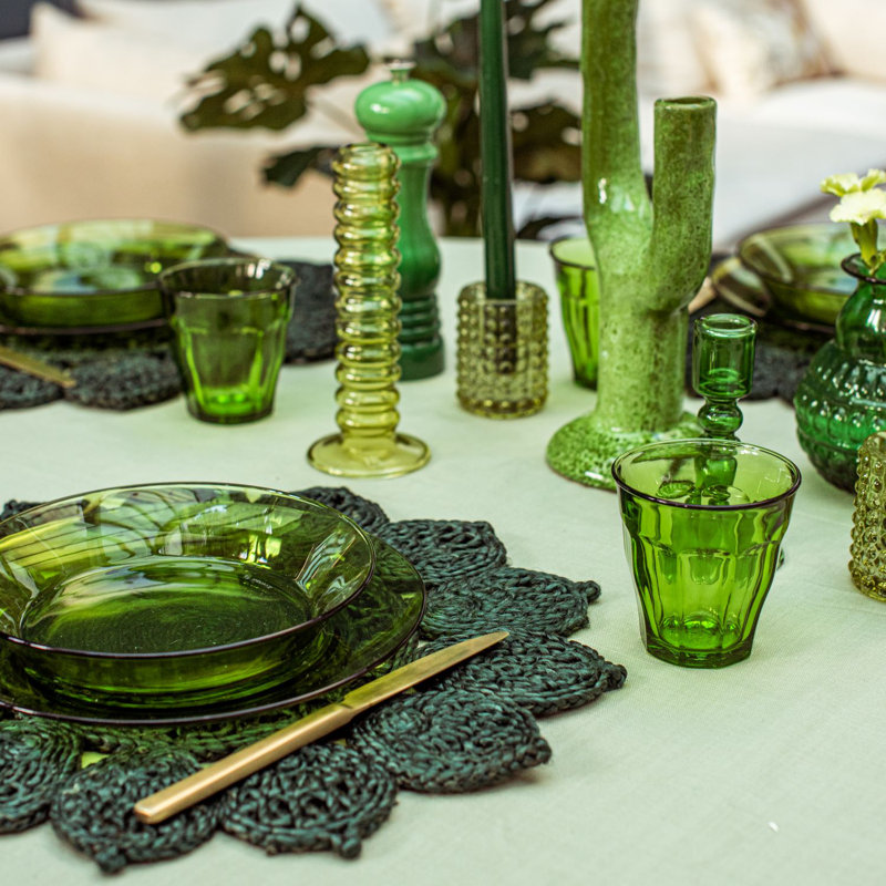 Ensemble de 6 assiettes à dîner en verre trempé commercial de 23 cm Duralex Lys Green, allant au lave-vaisselle