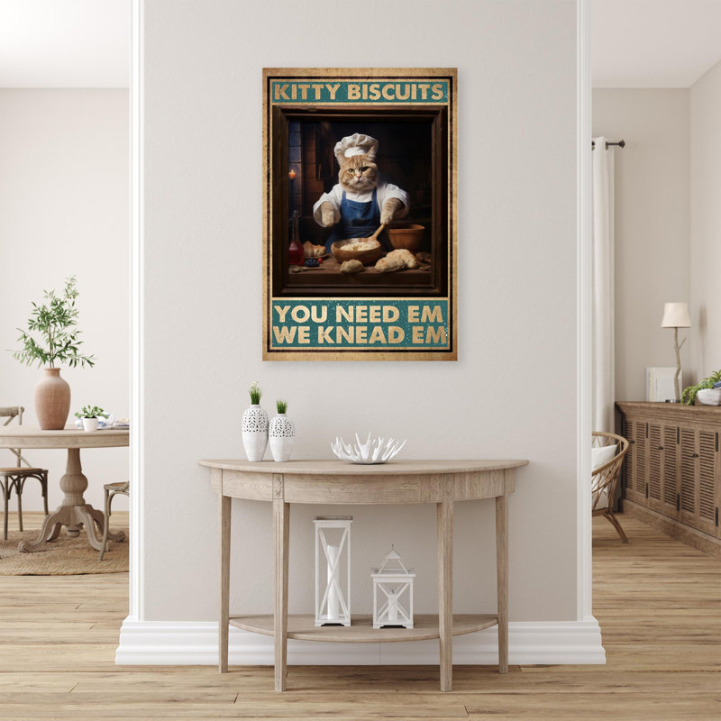 «Cat Kitty Biscuits», reproduction d'art rectangulaire sur toile tendue 1 à 1 pièce | 0168, H 36 po x l 24 po x P 1,25 po