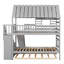 Lit superposé simple au-dessus de simple avec lit gigogne, toboggan et escalier de rangement-353074498