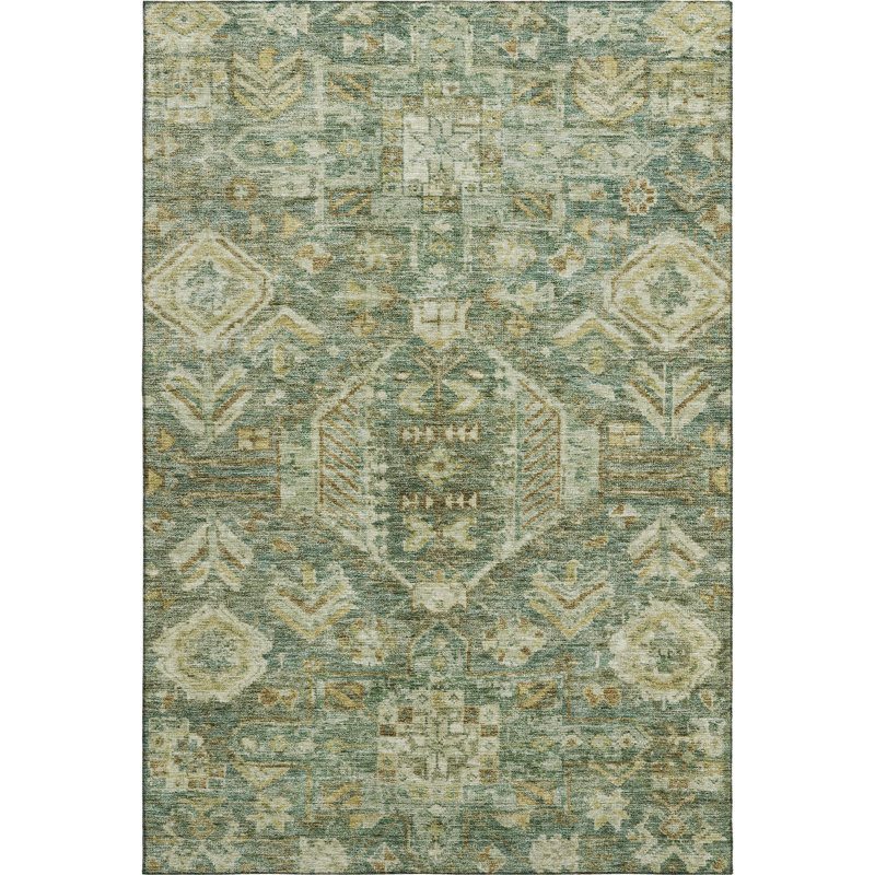 Tapis oriental lavable à la machine de qualité supérieure Mayfield AMF2356, Fougère, 3 pi x 5 pi