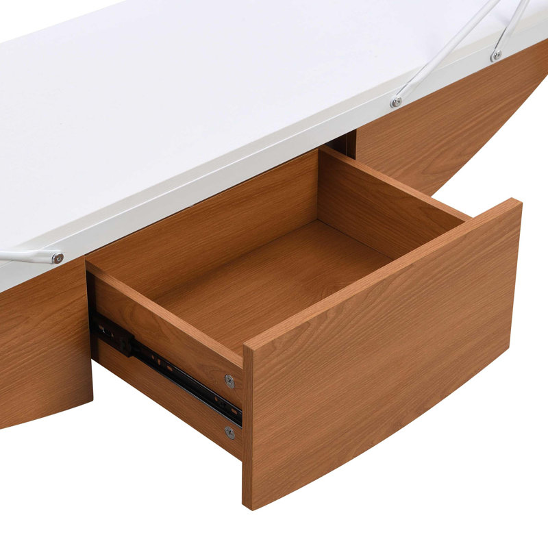 Meuble télé en forme de voilier, centre de divertissement moderne avec tiroir, console média, Blanc
