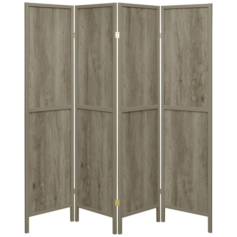 Écran gris 4, finition bois flottant, conception rustique, 71,64 po x 69,5 po x 0,74 po, fait de pin, placage et pliage attrayant, couleur, H 71,64 po x l 69,5 po x P 0,74 po