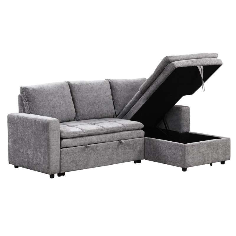 Lit convertible avec fonction de rangement efficace - idéal pour les appartements., Polyester gris