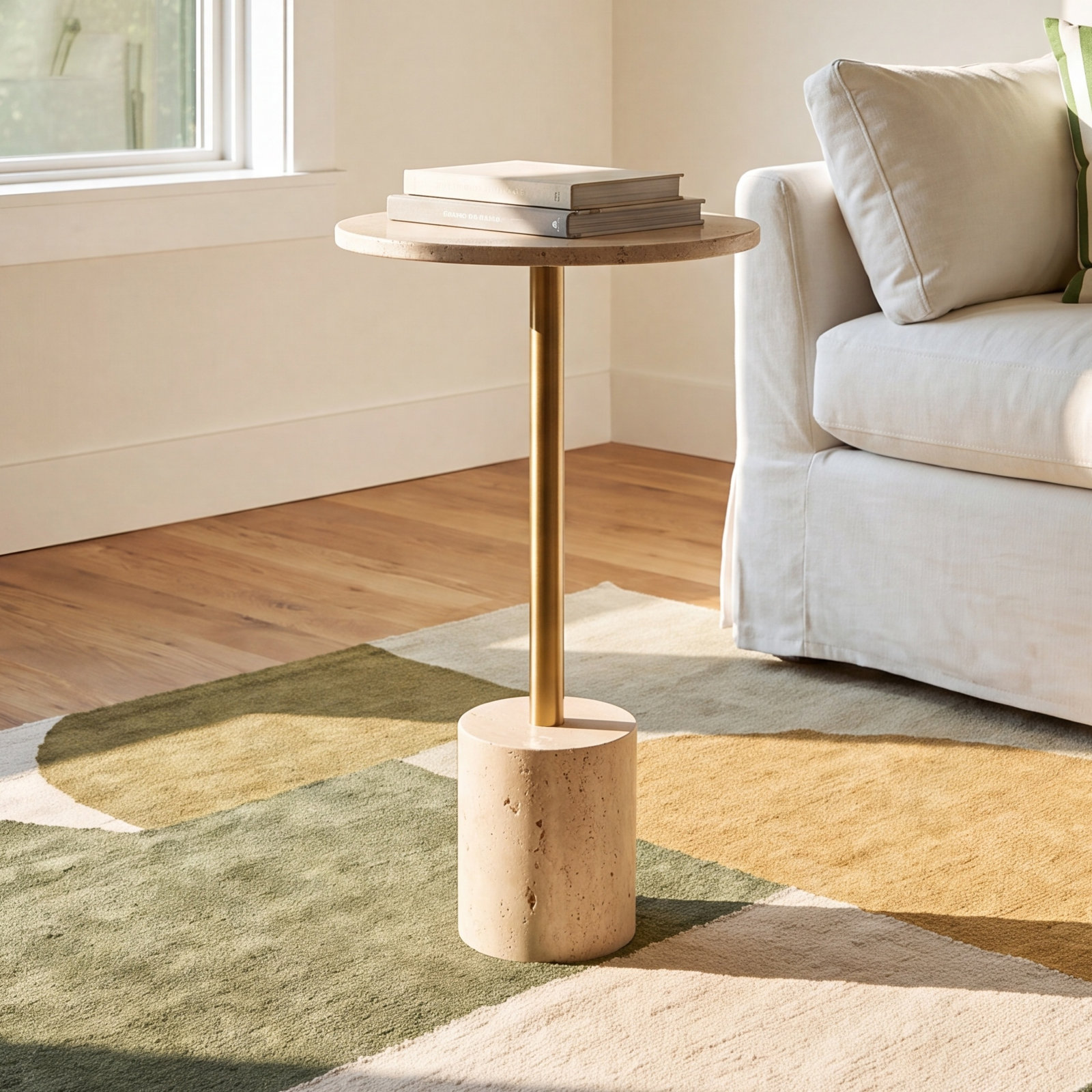 Arhna Genuine Marble End Table, 10"W x 26"H x10"L 