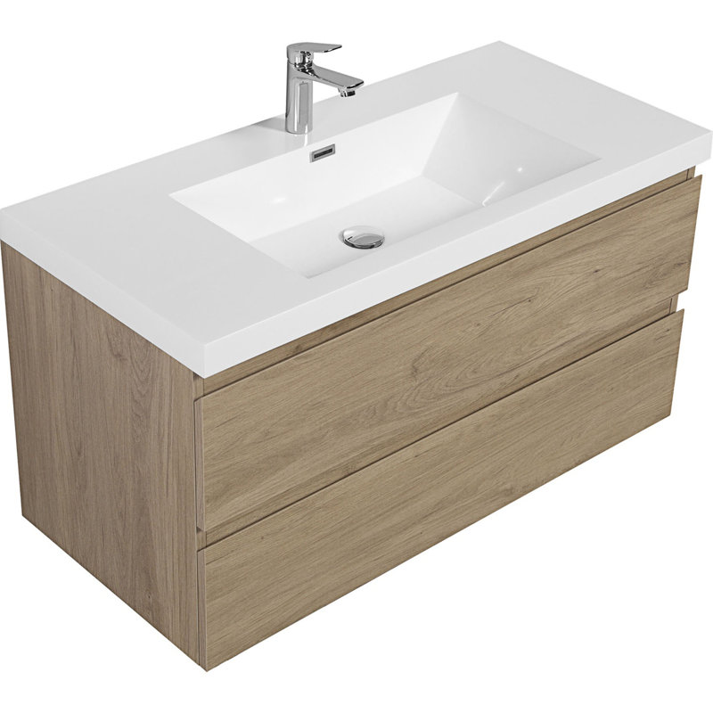 Meuble-lavabo mural flottant avec lavabo, meuble-lavabo mural