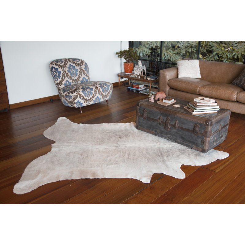 Handmade Gray Rectangular Cowhide Rug