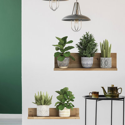 Plante verte autocollants muraux 3D Bonsai plante tropicale autocollant créatif vinyle autocollant amovible pour décoration de salon chambre bureau à domicile