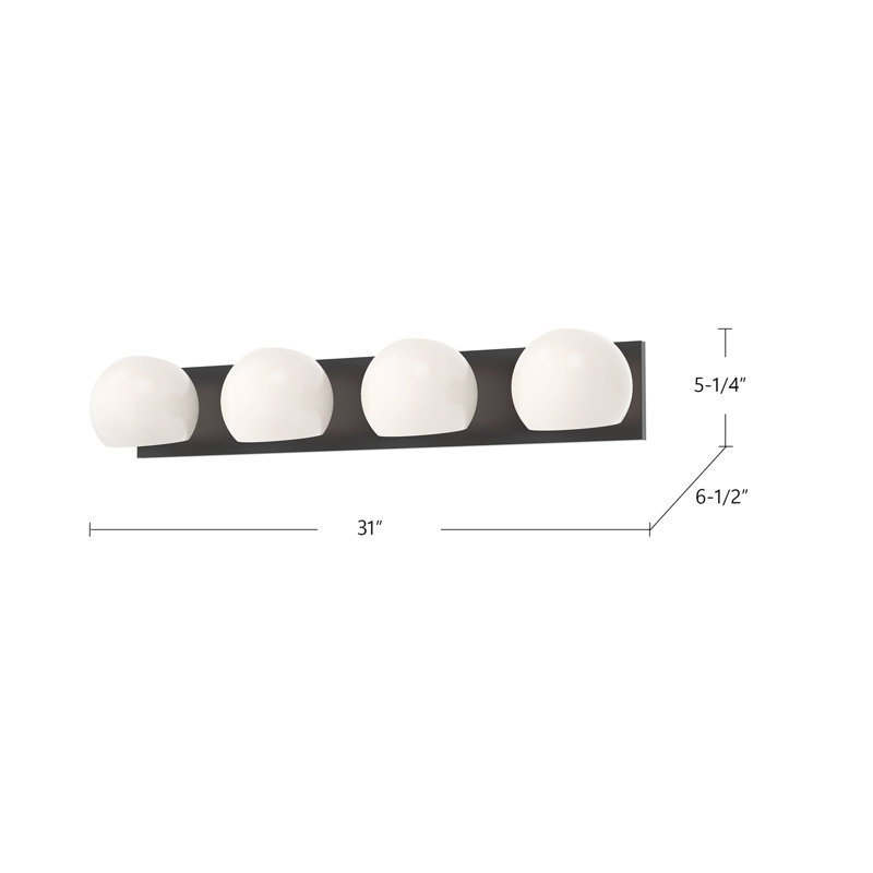 Willow Bath Bar, Opal Matte, 4, Brushed Gold