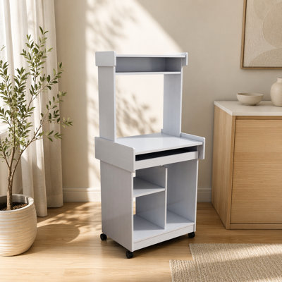 Chariot pour micro-ondes avec station de café sur roulettes verrouillables