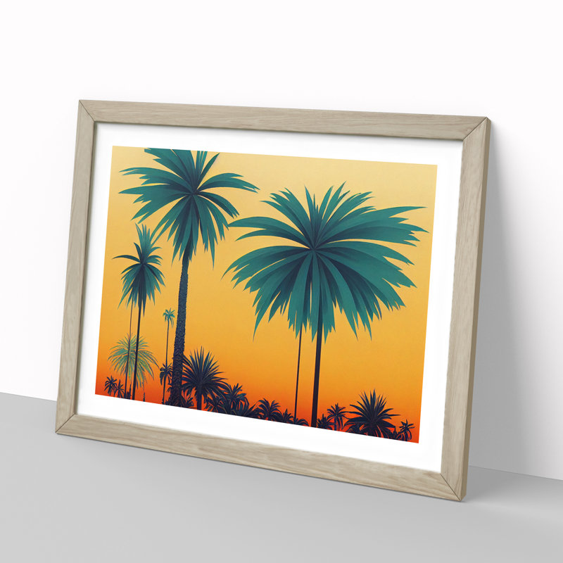 Picturesque Palm Trees 1 Piece Single Picture Frame Wall Art, 25cm H x 34cm W, Beige