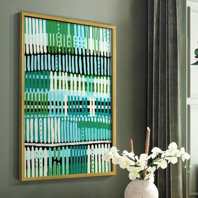 Teal Pattern II Framed Print - Solid Wood