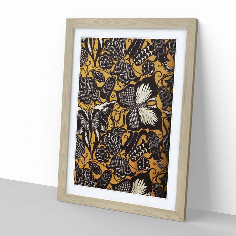 Butterfly Design by Koloman Moser - Picture Frame Painting, Oak Framed, 65cm H x 48cm W x 2cm D