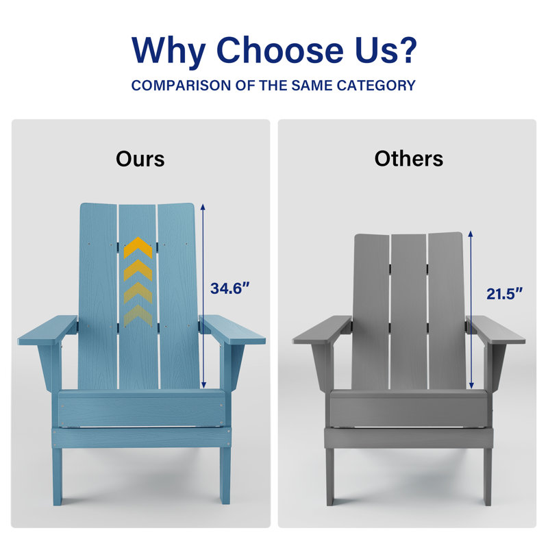 Westway Foldable Outdoor Adirondack Chair, Blue