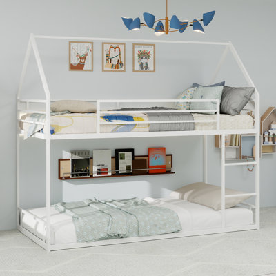 Metal Twin Over Twin Bunk Bed/ Heavy-Duty Sturdy Metal/ Noise Reduced/ Safety Guardrail/No Box Spring Needed,White