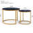 Set 2 Coffee Table Nesting Black Top Golden Frame Circular Round And Marble Pattern Wooden Tables, Living Room Bedroom Apartment Modern Industrial Simple Nightstand-2094064060-2094064056-2094064058