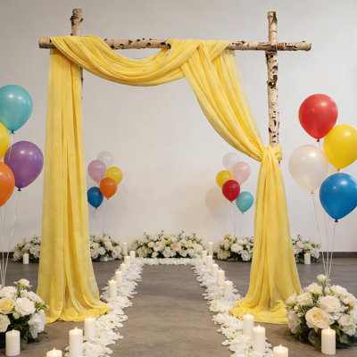Tissu de drapage arche de mariage à 3 panneaux, tissu de drapage en mousseline de 2,5 x 19,5 pi, draperie tonnelle de mariage pour réception de fête d'anniversaire
