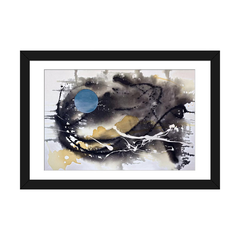 « cosmique expanse », impression sur toile, H 16 po x l 24 po x P 1 po, Papier d'art encadré noir, Blanc