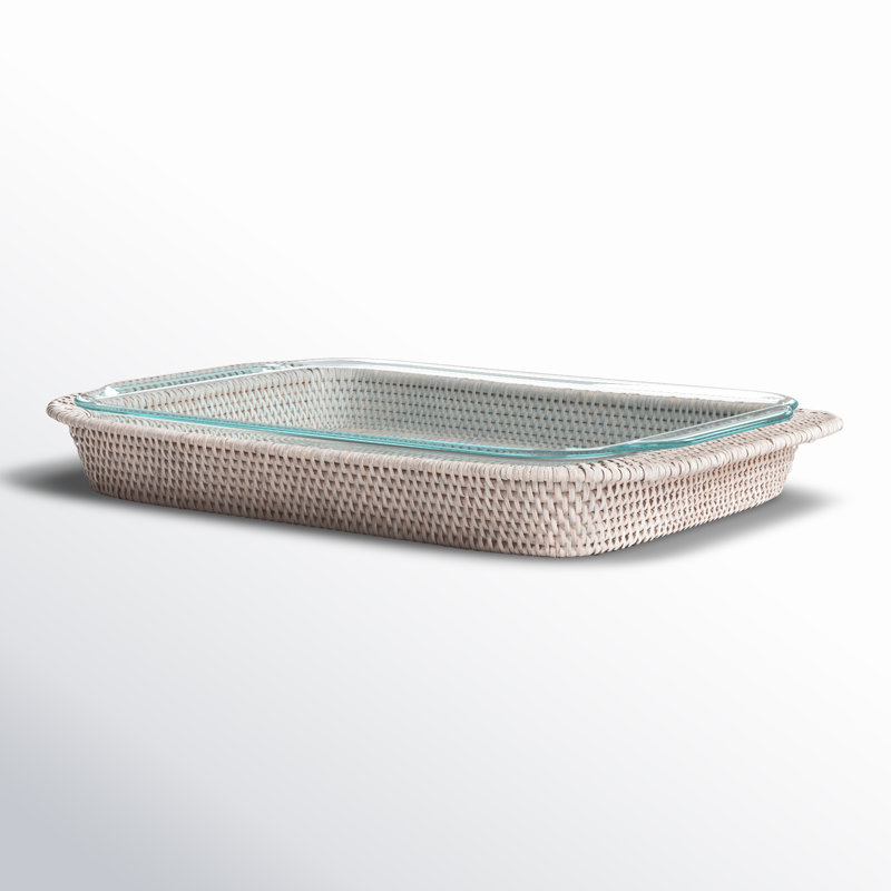 Plat de cuisson en rotin Camden, H 2 po x l 13 po x P 9 po, Blanc délavé